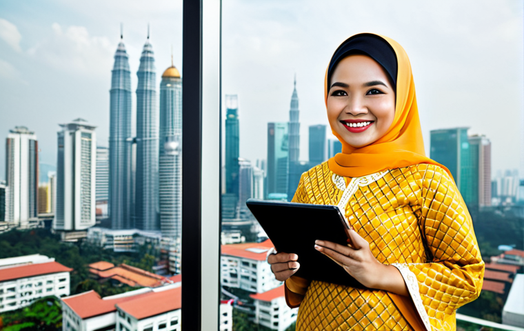 Modern Real Estate Agent**

"A professional Malaysian real estate agent, fully clothed in a modest baju kurung (traditional Malay dress), smiling warmly while holding a tablet displaying property listings. Background: a bright, modern office with views of Kuala Lumpur skyline. Appropriate attire, safe for work, perfect anatomy, natural proportions, professional photography, high quality, family-friendly."

**