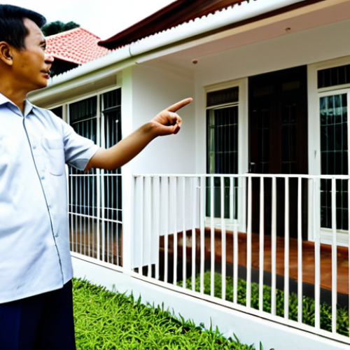 Property Inspection**

"A family stands outside a modest, well-maintained terrace house in a suburban Kuala Lumpur neighborhood. A property inspector in professional attire is pointing out features of the house to the parents. Safe for work, appropriate content, fully clothed, family-friendly, professional real estate, perfect anatomy, natural proportions, daylight, realistic rendering."

**
