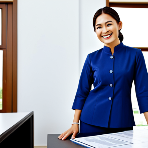 공인중개사 시험 준비에 필요한 금융 지식 - **Professional Real Estate Agent at a Modern Office:** A confident female real estate agent in a mod...